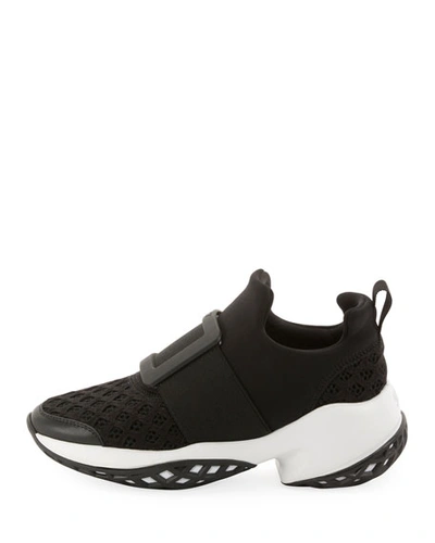 Roger Vivier Viv Run Mesh And Leather Sneakers In Black
