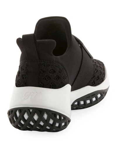 Roger Vivier Viv Run Mesh And Leather Sneakers In Black