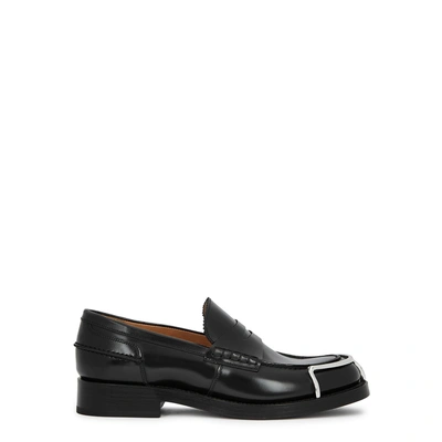 Shop Alexander Wang Carter Black Glossed Leather Loafers