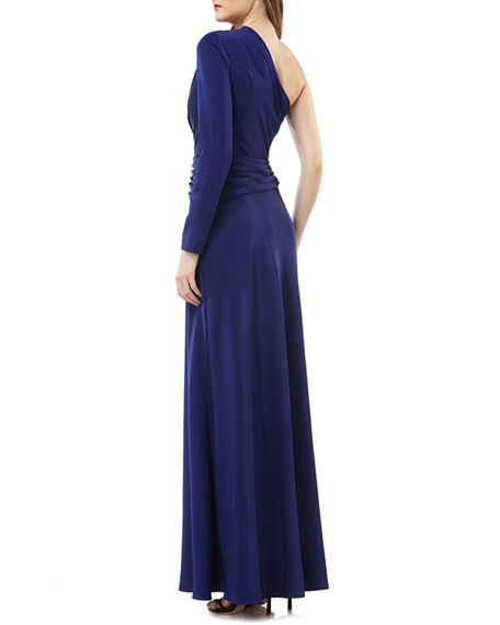 kay unger one shoulder gown