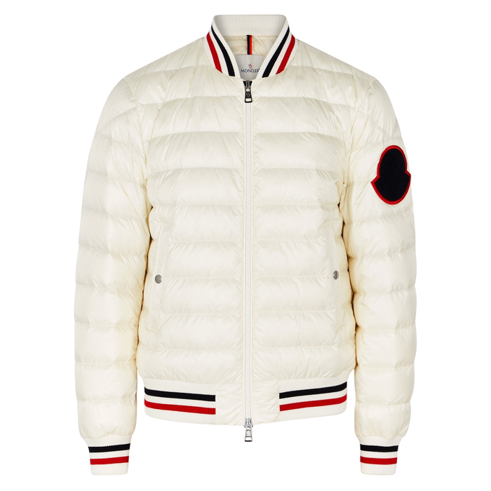 Moncler Deltour Quilted Shell Bomber Jacket In White | ModeSens