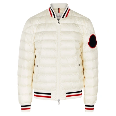 Shop Moncler Deltour Quilted Shell Bomber Jacket In White