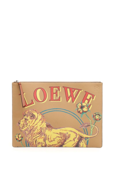 Shop Loewe Large Flat Pouch In Desert (brown)