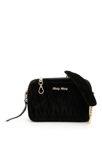 Shop Miu Miu Matelassé Velvet Bag In Nero|nero
