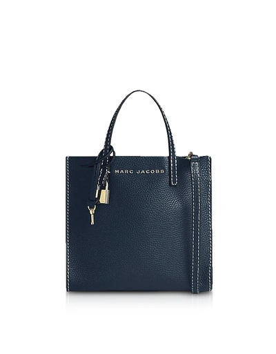 Shop Marc Jacobs Grainy Leather The Mini Grind Tote Bag In Sea Blue