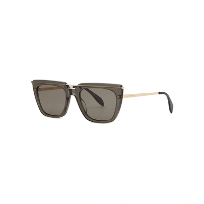 Shop Alexander Mcqueen Piercing Grey Transparent Sunglasses
