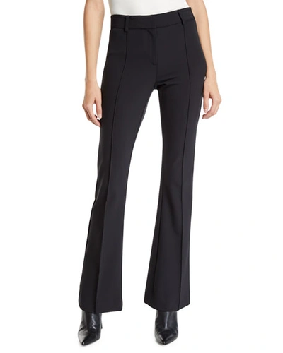 Shop Veronica Beard Hibiscus Pintuck Boot-cut Pants In Black