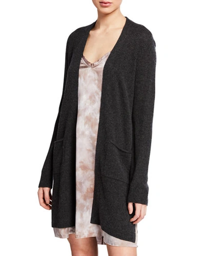 Shop Atm Anthony Thomas Melillo Two-pocket Open-front Mid-length Cashmere Cardigan In Charcoal