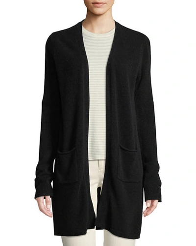 Shop Atm Anthony Thomas Melillo Two-pocket Open-front Mid-length Cashmere Cardigan In Black
