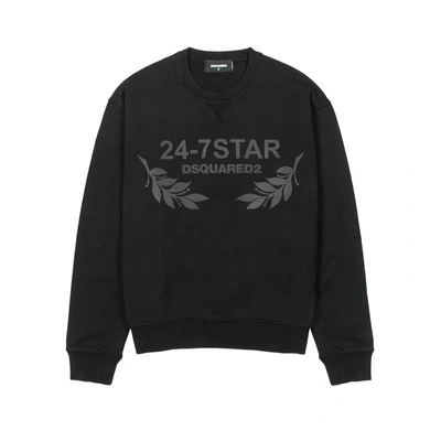 Shop Dsquared2 24-7 Star Printed Cotton Sweatshirt In Black