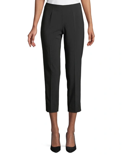 Shop Piazza Sempione Audrey Straight-leg Stretch-wool Cropped Pants In Black