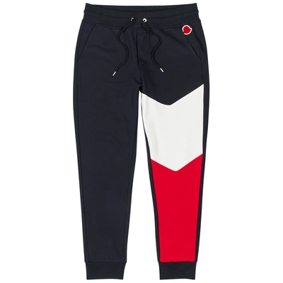 Shop Moncler Colour-block Cotton Sweatpants In Multicoloured