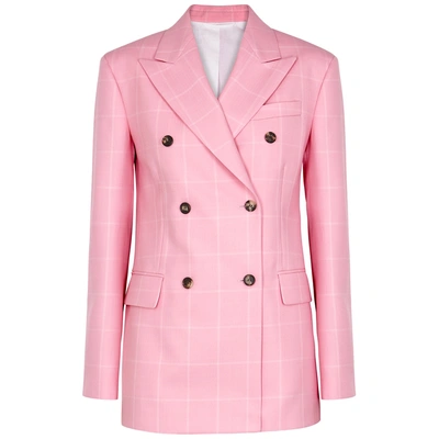 Shop Calvin Klein 205w39nyc Pink Checked Wool Blazer