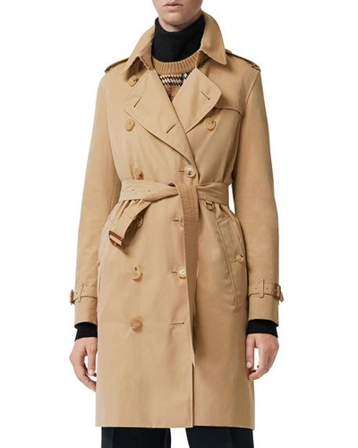 Shop Burberry Kensington Heritage Belted Trench Coat In Honey