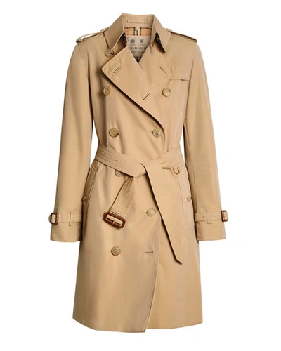 Shop Burberry Kensington Heritage Belted Trench Coat In Honey