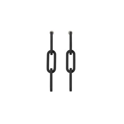Shop Burberry Rubberised Link Drop Earrings In Black