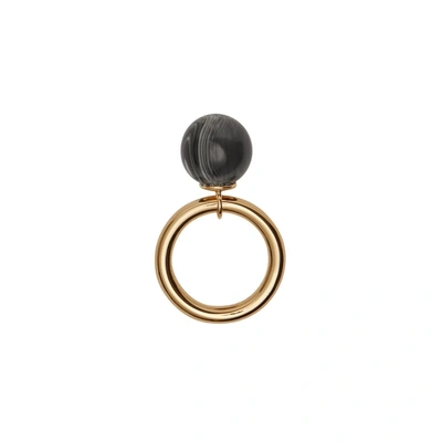 Shop Burberry Marbled Resin Gold-plated Ring In Light Gold/midnight