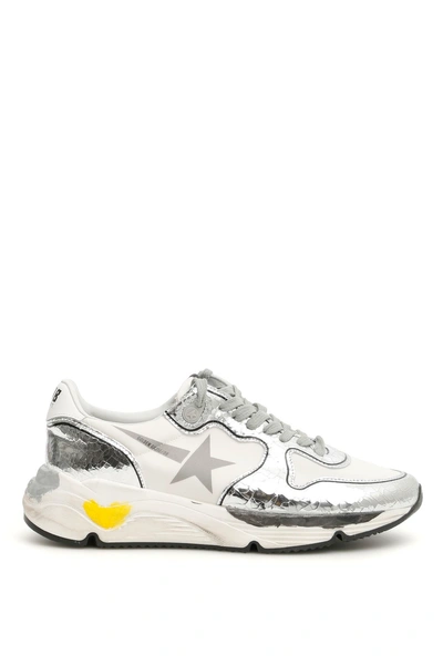 Shop Golden Goose Running Sole Sneakers In White Silver|bianco