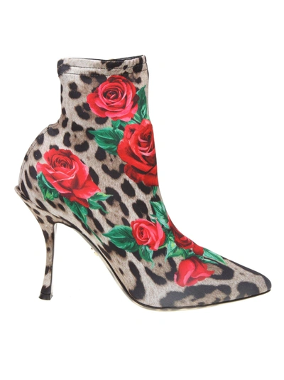 Shop Dolce & Gabbana Lori Printed Jersey Boot In Leopard