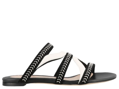 Shop Alexander Mcqueen Sandals In Black/ivory/silver