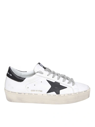 Shop Golden Goose White Leather Hi-star Sneakers