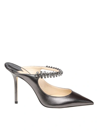 Shop Jimmy Choo Decollete Bing 100 Anthracite With Crystal Strap