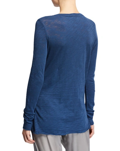 Shop Atm Anthony Thomas Melillo Long-sleeve Destroyed Wash Tee In Blue