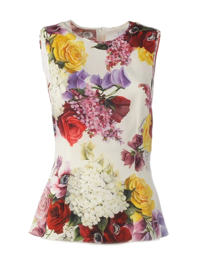 Shop Dolce & Gabbana Floral Print Top In Hawnatural