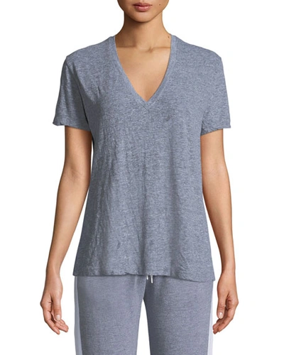 Shop Monrow V-neck Short-sleeve Jersey Tee In Gray