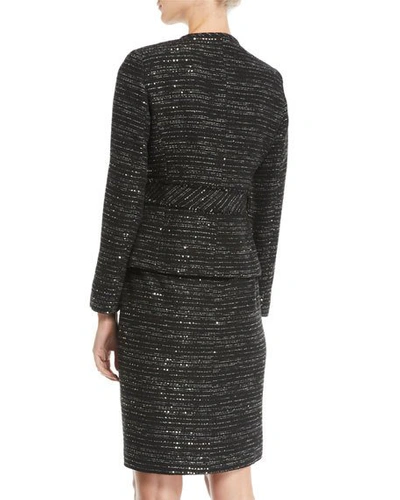 Shop Albert Nipon Tweed Two-piece Jacket & Skirt Suit Set In Black/gold