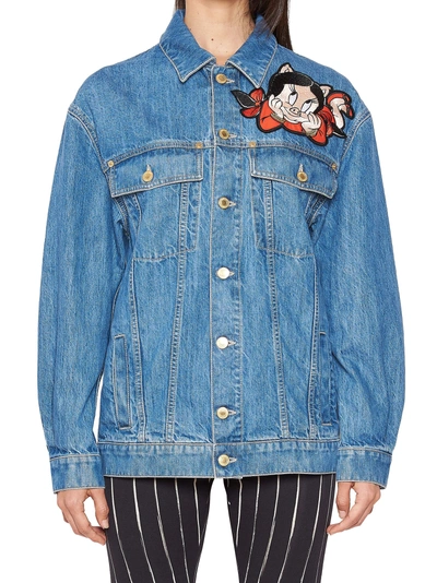 Shop Moschino Piggy Jacket In Blue