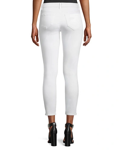L Agence Nadia Cropped Striped High-rise Slim-leg Jeans In Blanc