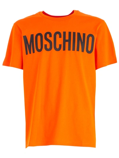Shop Moschino Logo T-shirt In Orange