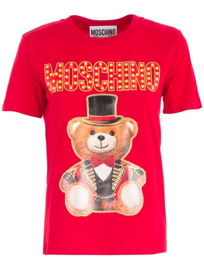 Shop Moschino Teddy Logo T-shirt In Red