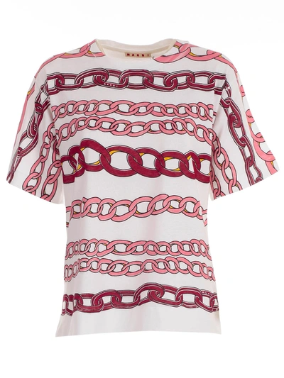 Shop Marni Chain Printed T-shirt In Pink Clematis
