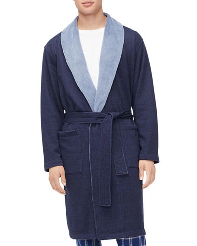 Shop Ugg Men's Robinson Two-tone Robe In Navy