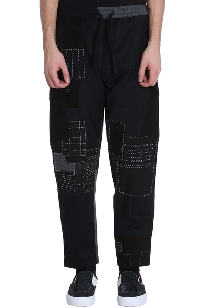 Shop Maharishi Black Wool Boro Cargo Pants Trackpants