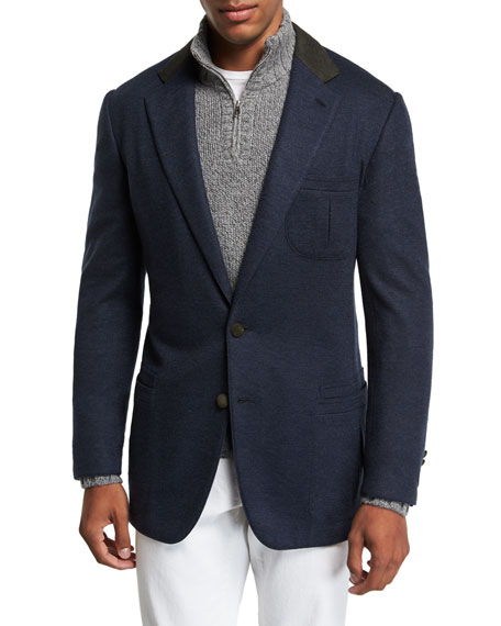 Stefano Ricci Men's Two-Button Cashmere Sportcoat With Suede Collar And ...