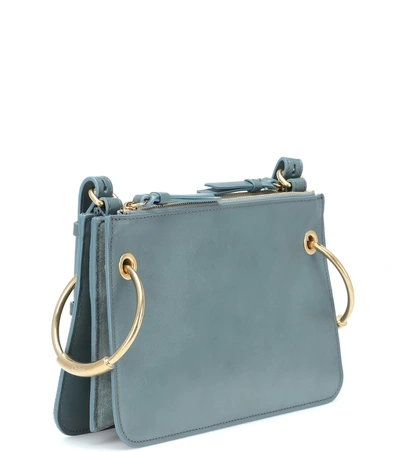 Shop Chloé Roy Mini Leather Crossbody Bag In Blue