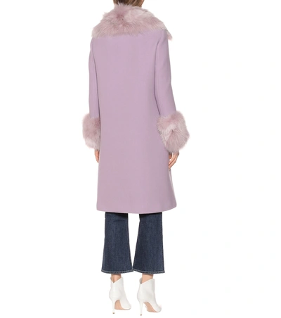 Shop Miu Miu Fur-trimmed Wool And Angora Coat In Purple