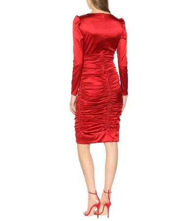 Shop Dolce & Gabbana Stretch Silk Midi Dress In Red