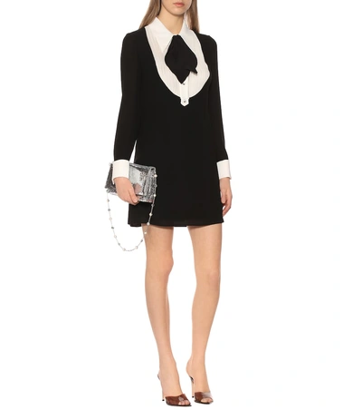 Shop Miu Miu Silk-crêpe Minidress In Black