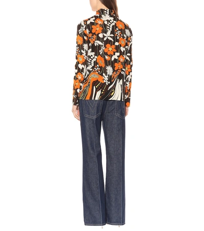 Shop Prada Floral Jersey Shirt In Orange