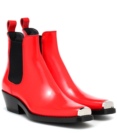 Shop Calvin Klein 205w39nyc Western Claire Leather Ankle Boots In Red