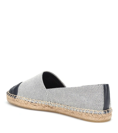 Shop Tory Burch Leather-trimmed Espadrilles In Blue