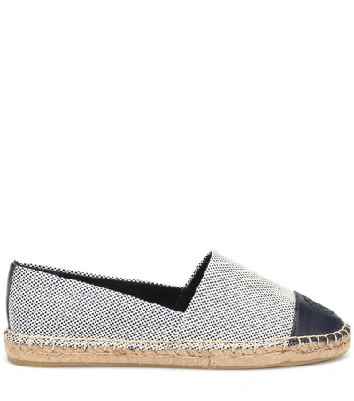Shop Tory Burch Leather-trimmed Espadrilles In Blue