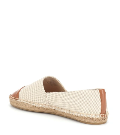 Shop Tory Burch Leather-trimmed Espadrilles In Brown