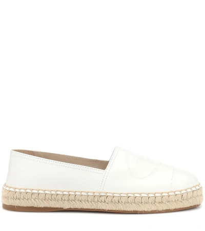 Shop Prada Leather Espadrilles In White