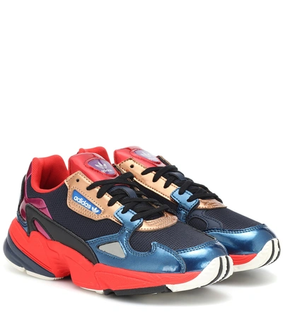 Shop Adidas Originals Falcon Leather-trimmed Sneakers In Multicoloured