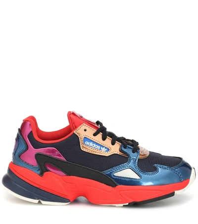 Shop Adidas Originals Falcon Leather-trimmed Sneakers In Multicoloured